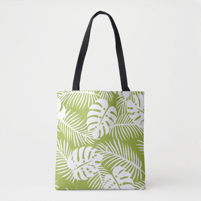 Bolso De Tela Patrón de selva tropical de paleta verde (Anverso)