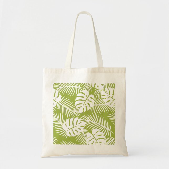 Bolso De Tela Patrón de selva tropical de paleta verde (Frente)