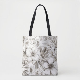 Bolso De Tela Patrón de Sepia Floral Vintage (11)