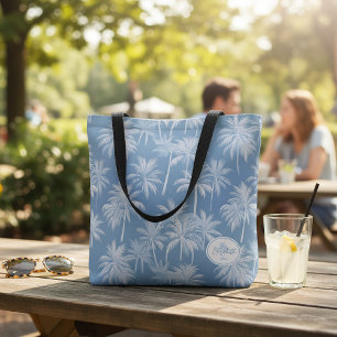 Bolso De Tela Patrón de silueta de árbol de palmas hawaiano ID10