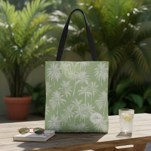 Bolso De Tela Patrón de silueta de árbol de palmas hawaiano ID10