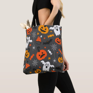 Bolso De Tela Patrón de símbolos de Halloween
