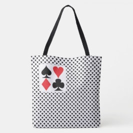 Bolso De Tela Patrón de símbolos de tarjetas más corazones negro
