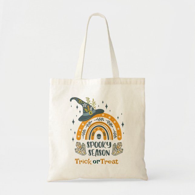 Bolso De Tela Patrón de símbolos fantasmal de Halloween (Frente)