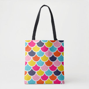 Bolso De Tela Patrón de sirena vintage sin foco como pez colorid