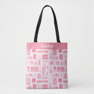 Bolso De Tela Patrón de suministros de arte caprichosos Rosa