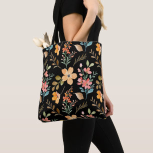 Bolso De Tela Patrón de superficie floral - Primavera de acuarel