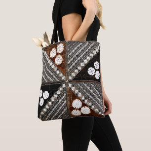 Bolso De Tela Patrón de Tapa Tribal de Fiji