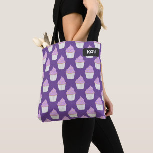 Bolso De Tela Patrón de tarta de Lilac Cupakes - sus iniciales o