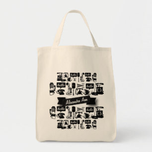 Bolso De Tela Patrón de teléfono negro retro personalizado