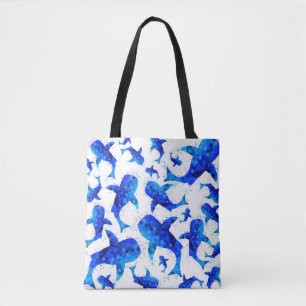 Bolso De Tela Patrón de tiburón de ballena azul