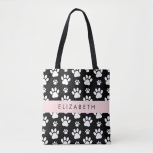 Bolso De Tela Patrón de traza, garras de perro, negro y blanco,