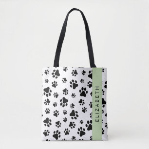 Bolso De Tela Patrón de traza, garras de perro, negro y blanco,