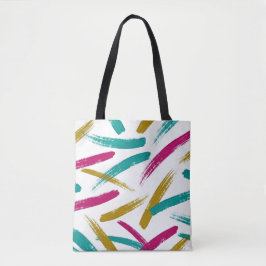 Bolso De Tela Patrón de trazos vibrantes, azul verdoso, magenta 