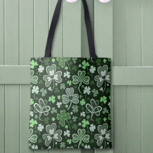 Bolso De Tela Patrón de Trébol Celta Corazones Verdes Irlandeses
