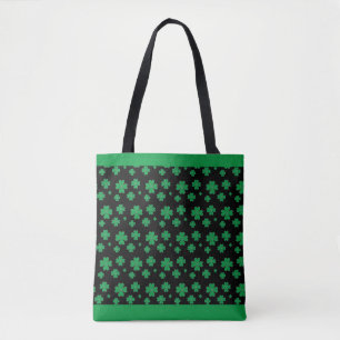 Bolso De Tela Patrón de trébol de la suerte en verde y negro