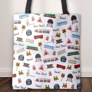 Bolso De Tela Patrón de tren Niño pequeño Nombre Choo Choo Niños
