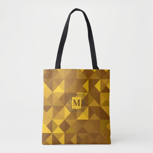 Bolso De Tela Patrón de triángulo diverso geométrico Naranja mar (Anverso)