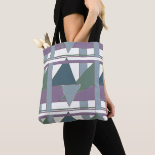 Bolso De Tela Patrón de triángulo geométrico verde violeta azul