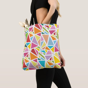 Bolso De Tela Patrón de triángulos coloridos