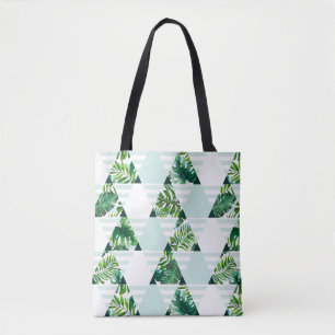 Bolso De Tela Patrón de triángulos tropicales de color verde men