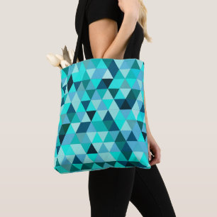 Bolso De Tela Patrón de triángulos Verde azulados modernos