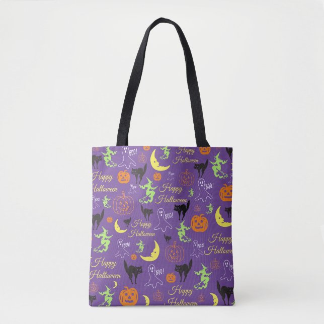 Bolso De Tela Patrón De Trick O Trato De Halloween (Anverso)