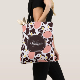 Bolso De Tela Patrón de vaca circular
