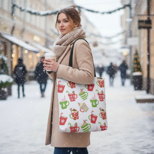 Bolso De Tela Patrón de vacaciones de Navidades de bebidas calie