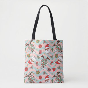 Bolso De Tela Patrón de vacaciones Disco Santa y reno