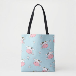 Bolso De Tela Patrón de vacas sin costura. Tronco infantil vinta