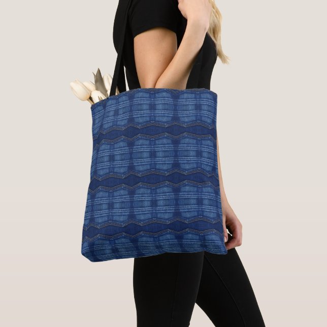 Bolso De Tela patrón de vaqueros azules (Detalle)
