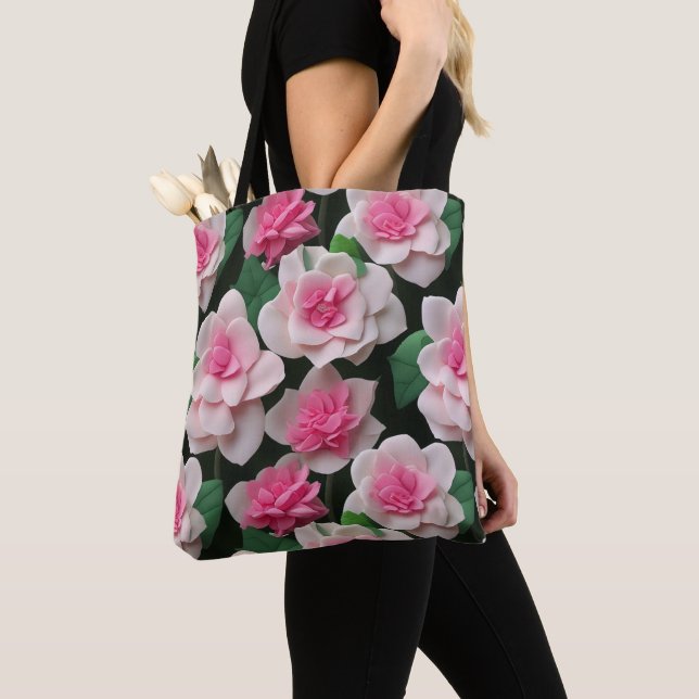 Bolso De Tela patrón de vegetación de boho floral rosa bonito (Detalle)