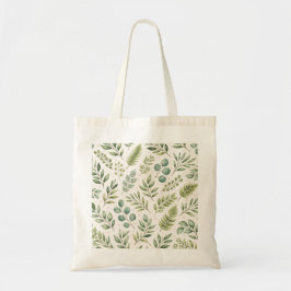 Bolso De Tela Patrón de Vegetación en Acuarela | Hojas Botánicas