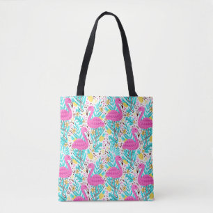 Bolso De Tela Patrón de verano brillante con flamingo, corazones