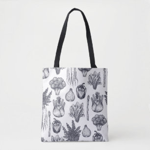 Bolso De Tela Patrón de verduras frescas sin soldadura. Broccoli