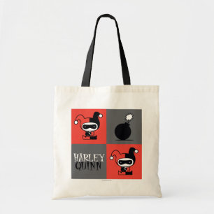 Bolso De Tela Patrón de verificación de Chibi Harley Quinn
