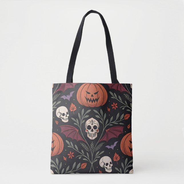 Bolso De Tela Patrón de vibraciones de Halloween (Anverso)