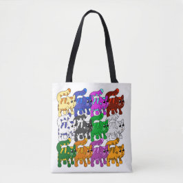 Bolso De Tela Patrón De Xmas Cuadros Gatito