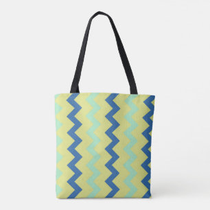 Bolso De Tela Patrón de zigzag de Chevron en verde y azul