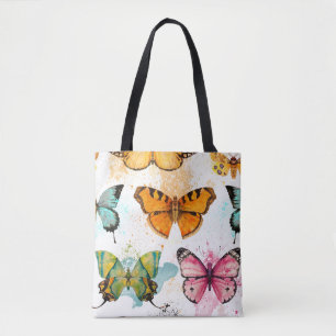 Bolso De Tela Patrón delgado sin foco de mariposa acuarela