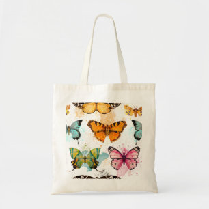 Bolso De Tela Patrón delgado sin foco de mariposa acuarela