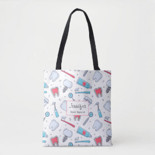 Bolso De Tela Patrón dental de dientes y herramientas