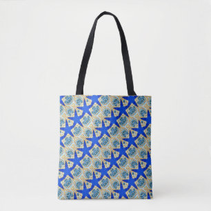 Bolso De Tela patrón diagonal de estrella azul