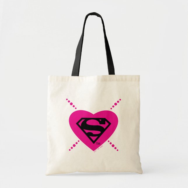 Bolso De Tela Patrón diagonal del corazón superchica (Frente)