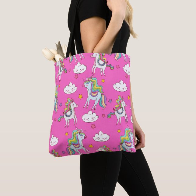 Bolso De Tela Patrón divertido de unicornio (Detalle)