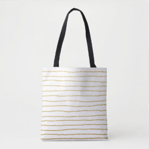 Bolso De Tela patrón elegante claro de rayas purpurinas de oro
