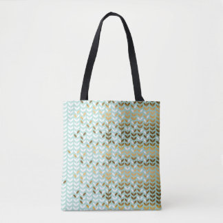 Bolso De Tela Patrón elegante de hojas verdes doradas