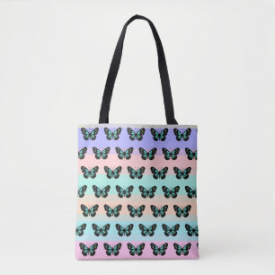 Bolso De Tela Patrón elegante de mariposa azul y negro