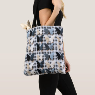 Bolso De Tela Patrón elegante de rejilla de mariposa